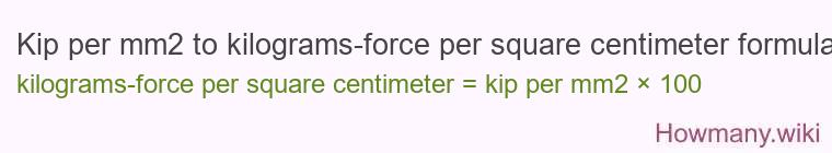 Kip per mm2 to kilograms-force per square centimeter formula