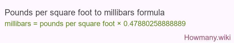 Pounds per square foot to millibars formula