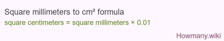 Square millimeters to cm² formula