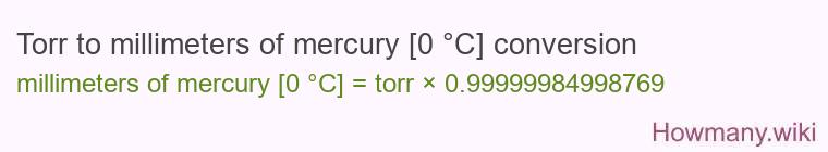 Torr to millimeters of mercury [0 °C] conversion