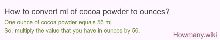 How to convert ml of cocoa powder to ounces?
