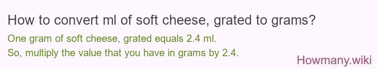 How to convert ml of soft cheese, grated to grams?