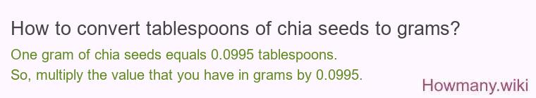How to convert tablespoons of chia seeds to grams?