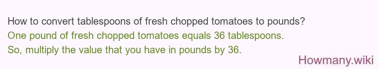 How to convert tablespoons of fresh chopped tomatoes to pounds?
