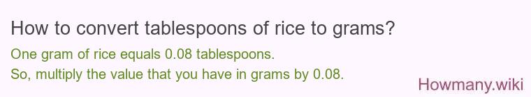 How to convert tablespoons of rice to grams?