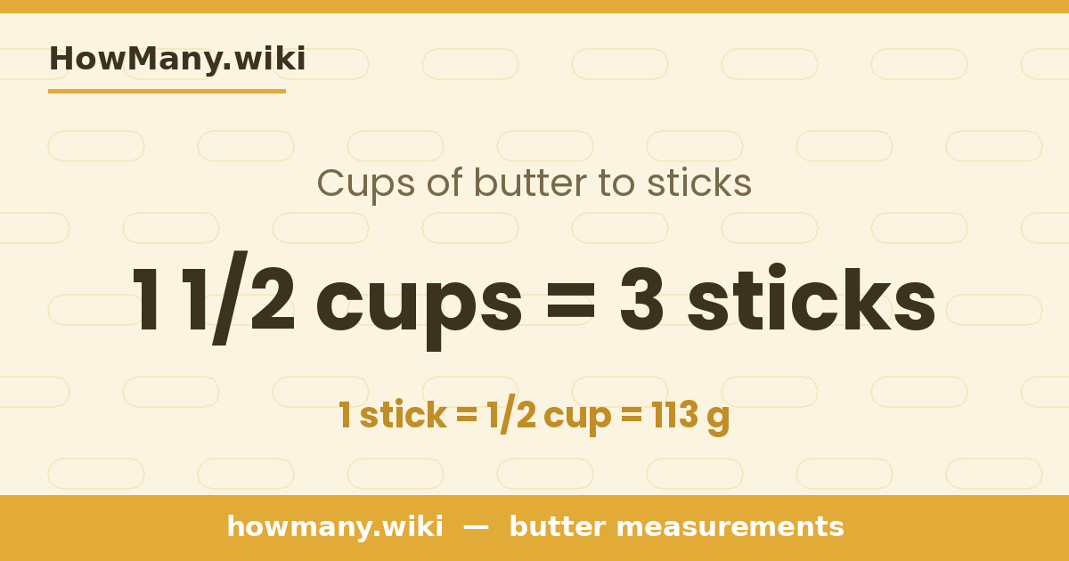 1 1/2 cups of butter = 3 sticks