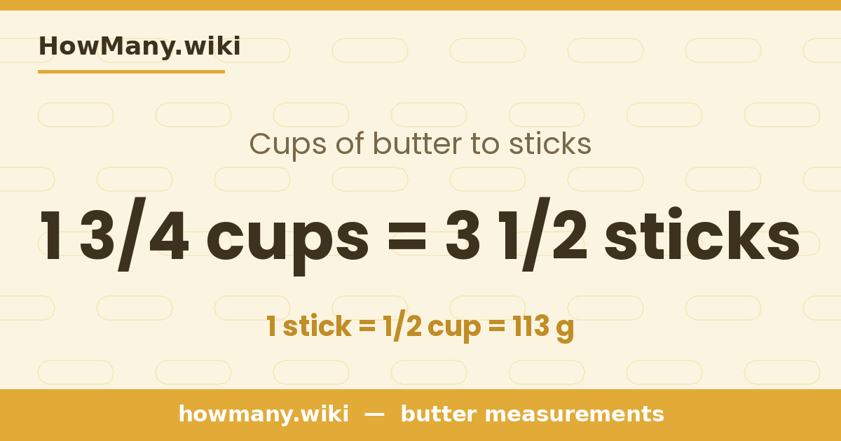 1 3/4 cups of butter = 3 1/2 sticks
