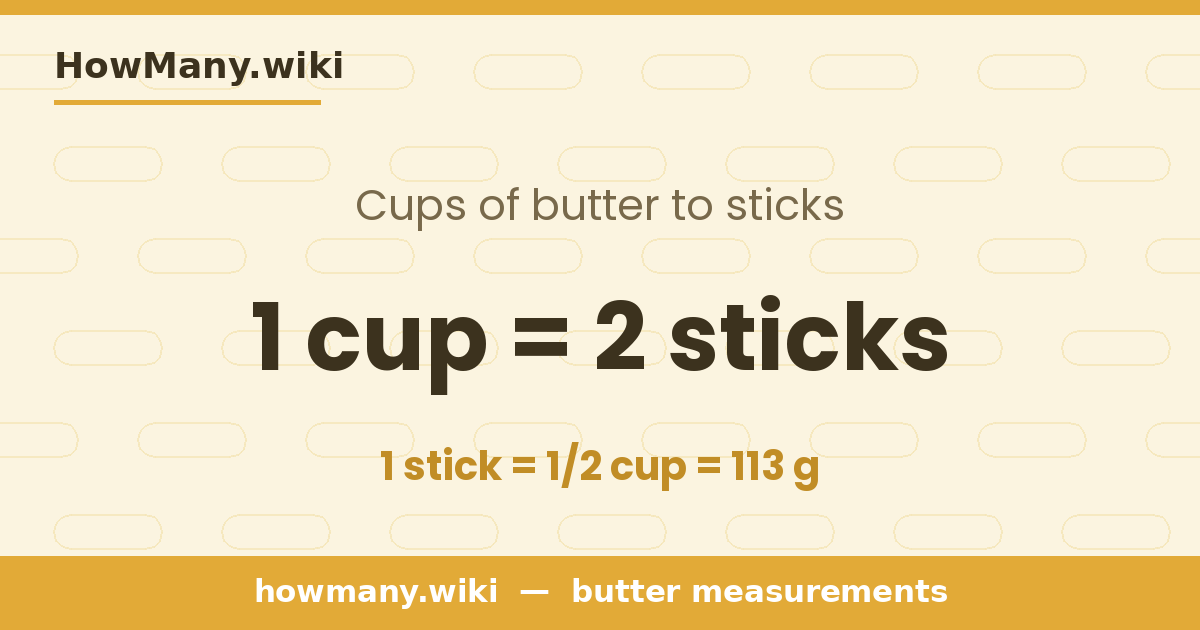 1 cup of butter = 2 sticks