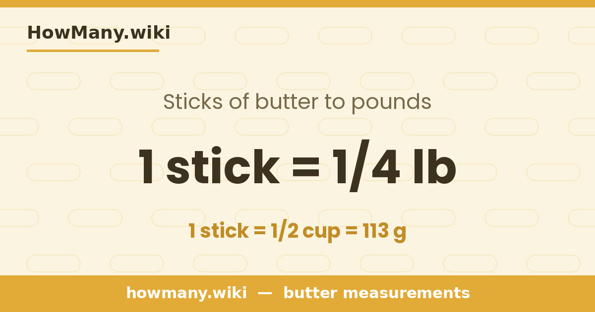 1 stick of butter = 1/4 pound