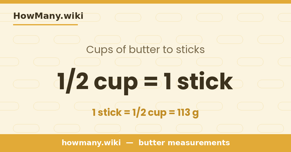 1/2 cup of butter = 1 stick