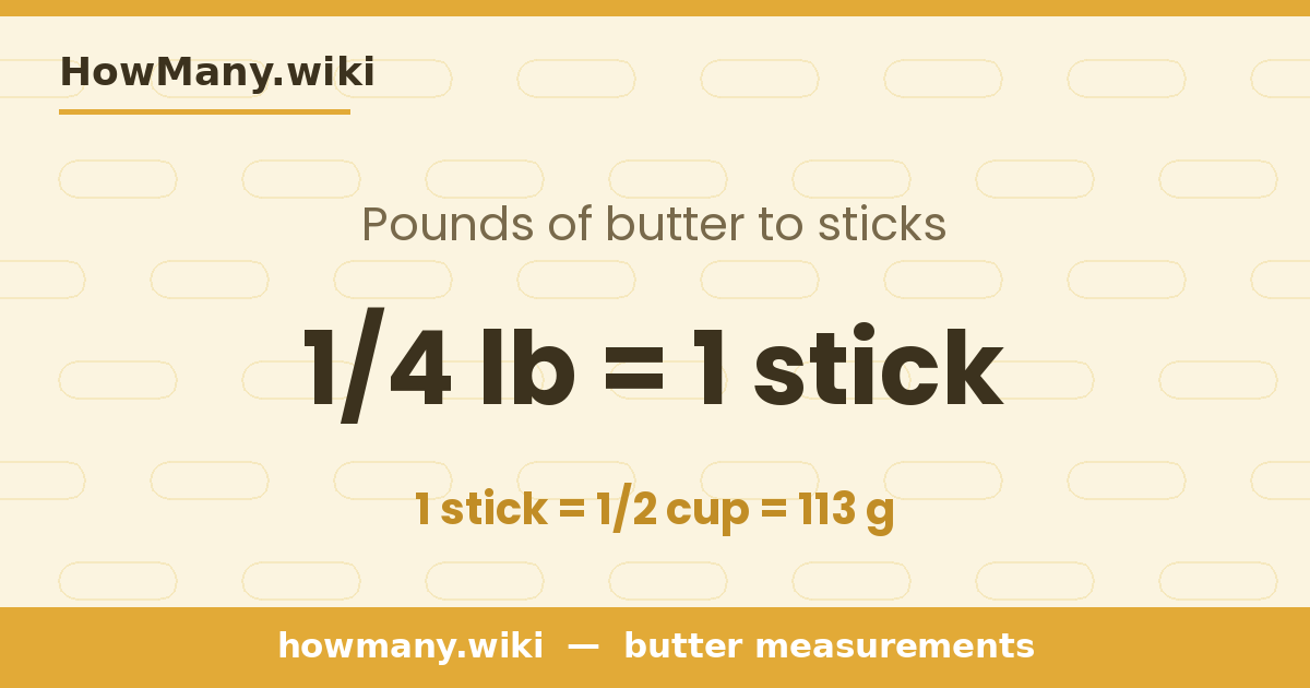 1/4 pound of butter = 1 stick