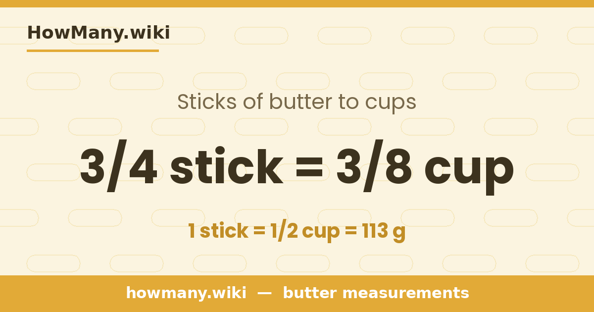3/4 stick of butter = 3/8 cup