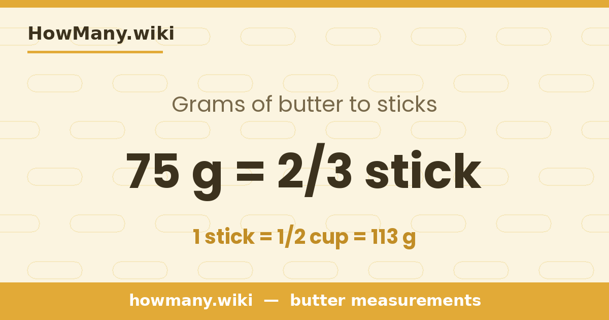 75 grams of butter = 2/3 stick