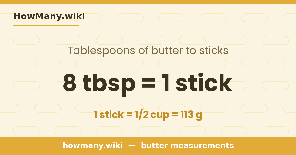 8 tablespoons of butter = 1 stick