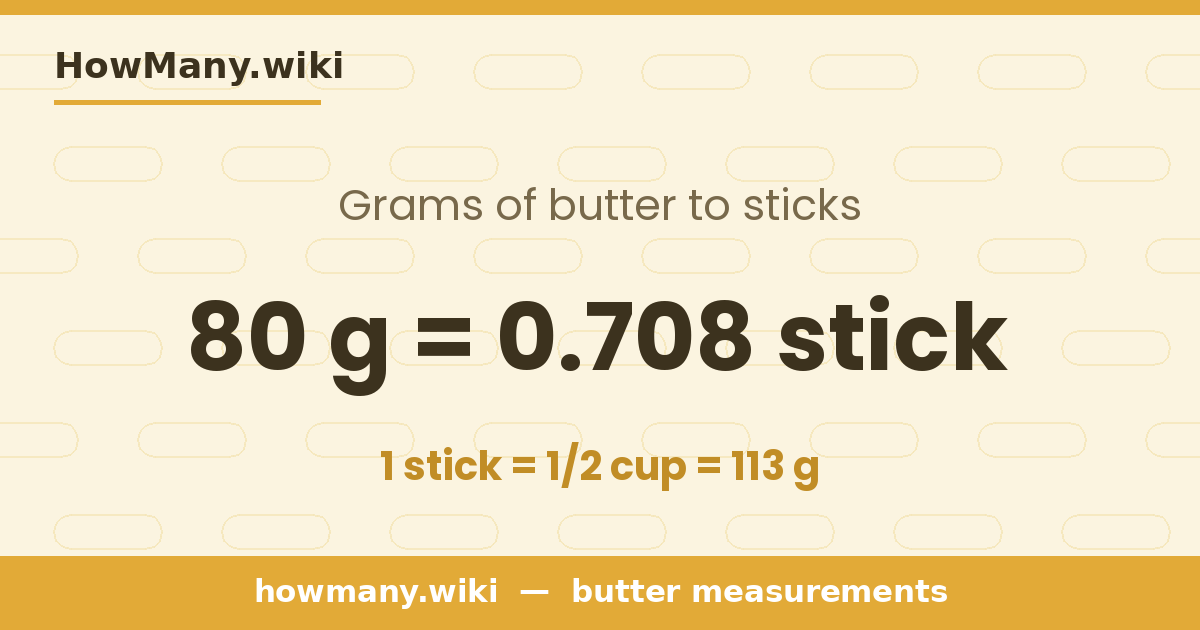 80 grams of butter = 0.708 stick