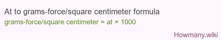 At to grams-force/square centimeter formula