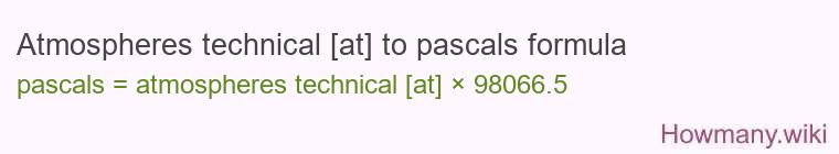 Atmospheres technical [at] to pascals formula