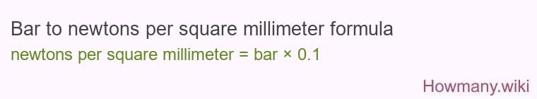 Bar to newtons per square millimeter formula