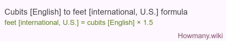 Cubits [English] to feet [international, U.S.] formula