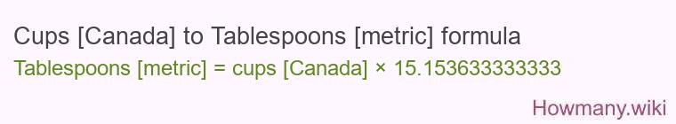 Cups [Canada] to Tablespoons [metric] formula