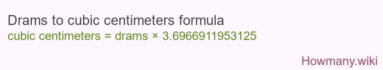 Drams to cubic centimeters formula