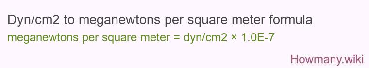 Dyn/cm2 to meganewtons per square meter formula