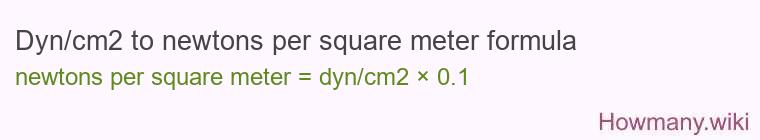 Dyn/cm2 to newtons per square meter formula