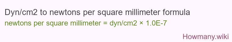 Dyn/cm2 to newtons per square millimeter formula