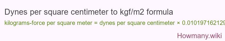 Dynes per square centimeter to kgf/m2 formula