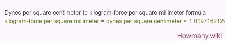 Dynes per square centimeter to kilogram-force per square millimeter formula