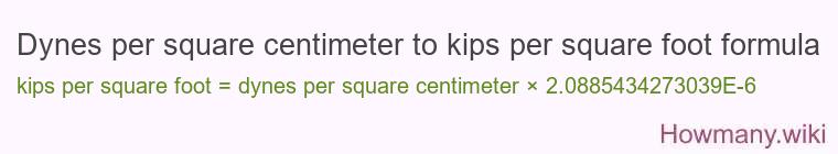 Dynes per square centimeter to kips per square foot formula