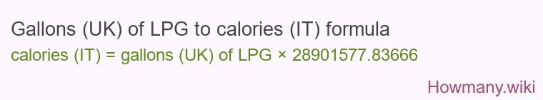 Gallons (UK) of LPG to calories (IT) formula