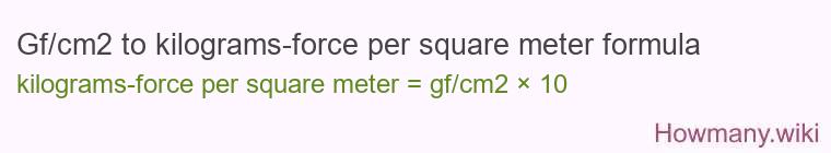 Gf/cm2 to kilograms-force per square meter formula