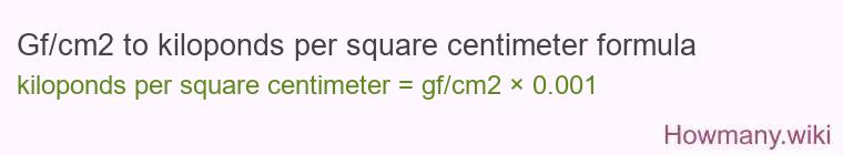 Gf/cm2 to kiloponds per square centimeter formula