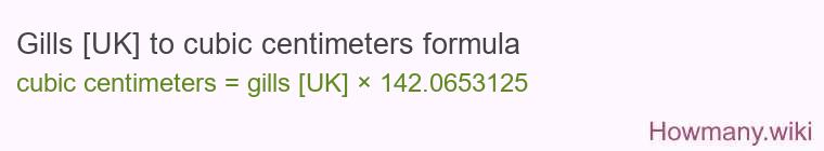 Gills [UK] to cubic centimeters formula