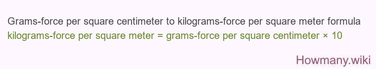 Grams-force per square centimeter to kilograms-force per square meter formula