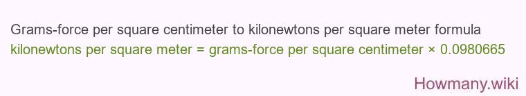 Grams-force per square centimeter to kilonewtons per square meter formula