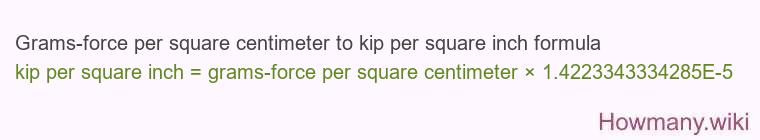 Grams-force per square centimeter to kip per square inch formula