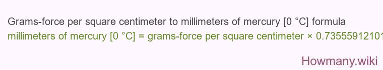 Grams-force per square centimeter to millimeters of mercury [0 °C] formula