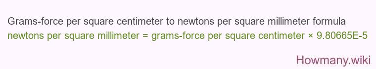 Grams-force per square centimeter to newtons per square millimeter formula