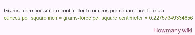 Grams-force per square centimeter to ounces per square inch formula