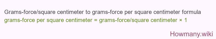 Grams-force/square centimeter to grams-force per square centimeter formula