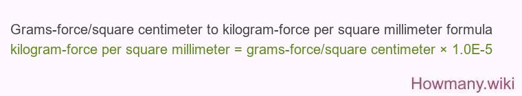 Grams-force/square centimeter to kilogram-force per square millimeter formula