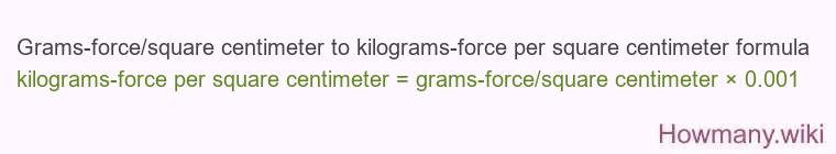 Grams-force/square centimeter to kilograms-force per square centimeter formula