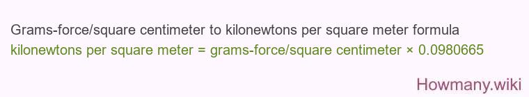 Grams-force/square centimeter to kilonewtons per square meter formula