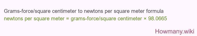 Grams-force/square centimeter to newtons per square meter formula