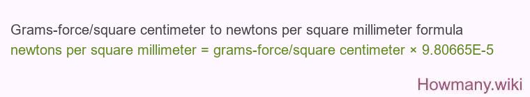 Grams-force/square centimeter to newtons per square millimeter formula