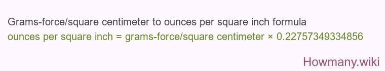Grams-force/square centimeter to ounces per square inch formula