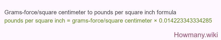 Grams-force/square centimeter to pounds per square inch formula