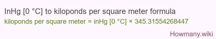InHg [0 °C] to kiloponds per square meter formula